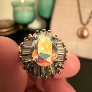 vintage cocktail ring with AB and Rhinestones